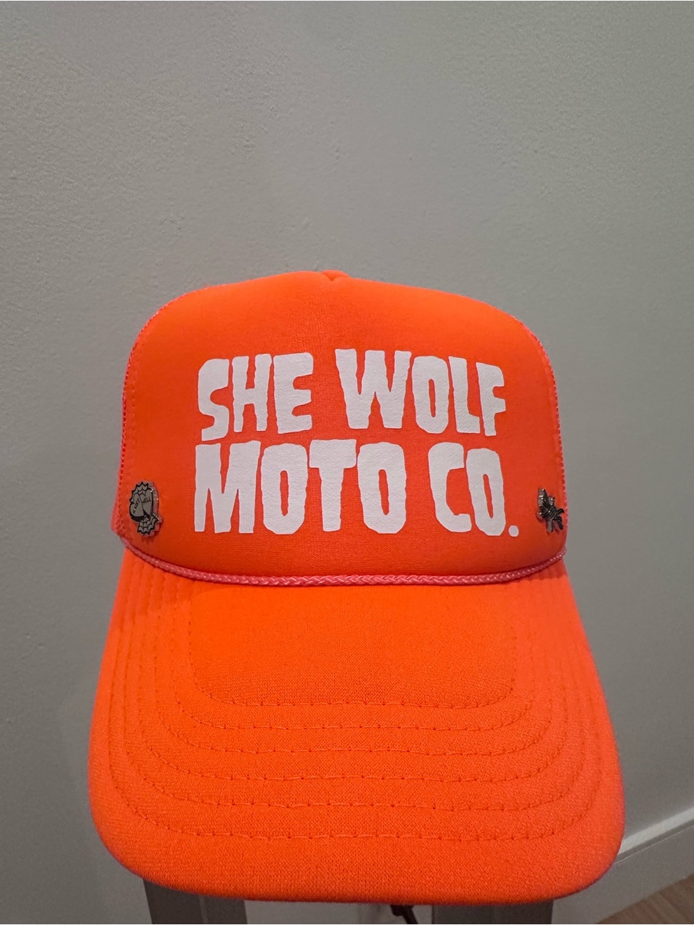 She Wolf Moto Co. Orange Trucker Hat